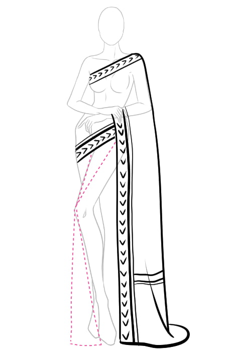 How to draw saree in 12 easy steps  I Draw Fashion