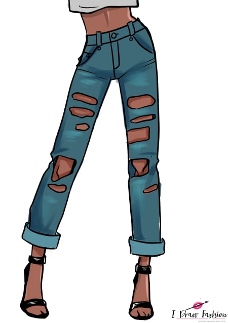 coloring a ripped jeans illustration