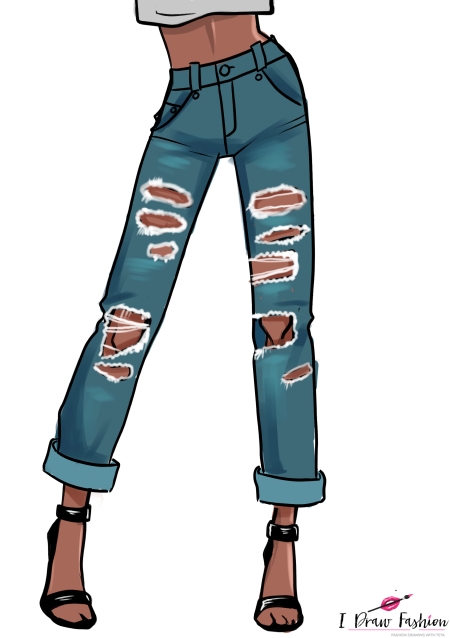 how to draw ripped jeans