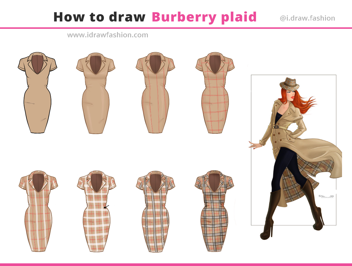 How to draw burberry plaid I Draw Fashion