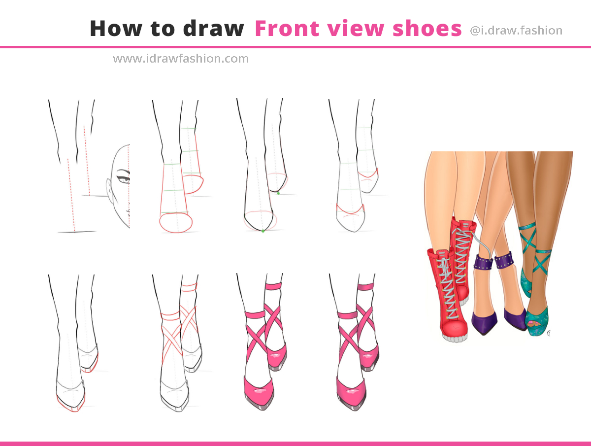 How to draw front view shoes – I Draw Fashion