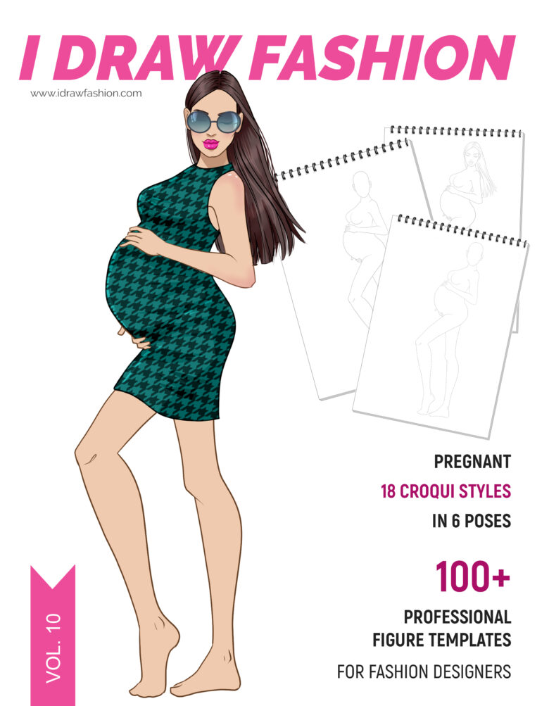 Front I Draw Fashion 100 Professional Figure Templates for Fashion Designers v10 by I Draw Fashion – Pregnant Pregnant 1 Fashion Croquis and Drawing Tutorials
