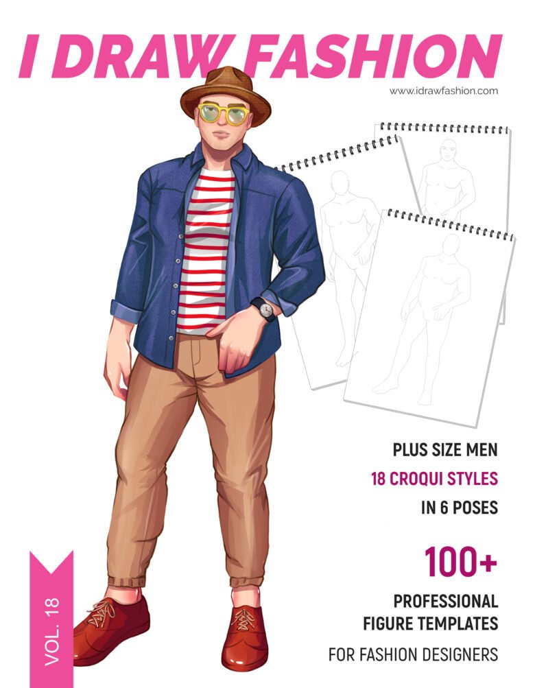 Fashion SketchBook: 100 Large Male Figure Templates With 10 Different Poses  for Easily Sketching Your Fashion Design Styles (Paperback)