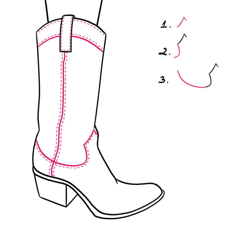 How To Draw A Cowboy Boot Step By Step