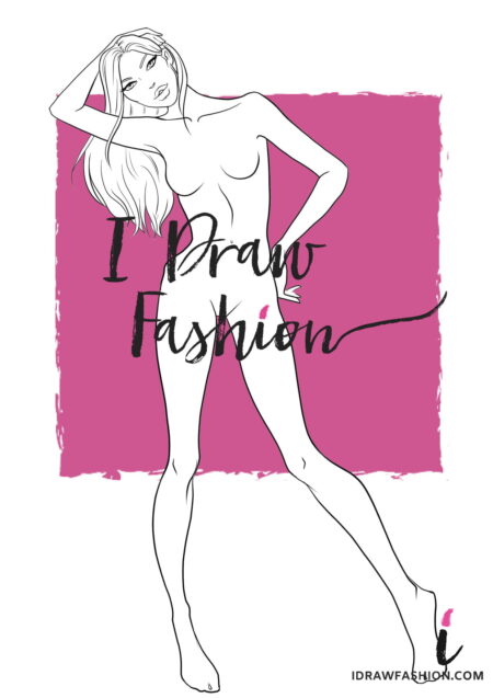 Woman Fashion Template - 9 heads figure croqui front view