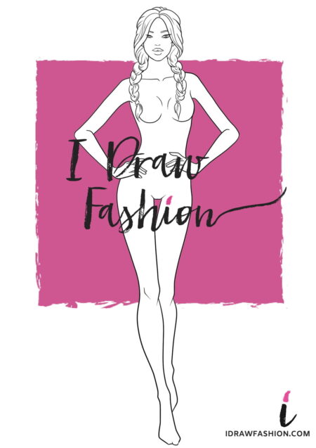 Woman Fashion Template - 9 heads figure croqui front view