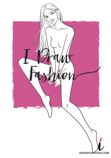 Woman Fashion Template - 9 heads figure croqui front view sitting