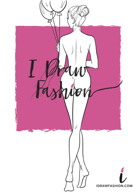 Party Fashion Template - women croqui holding balloons