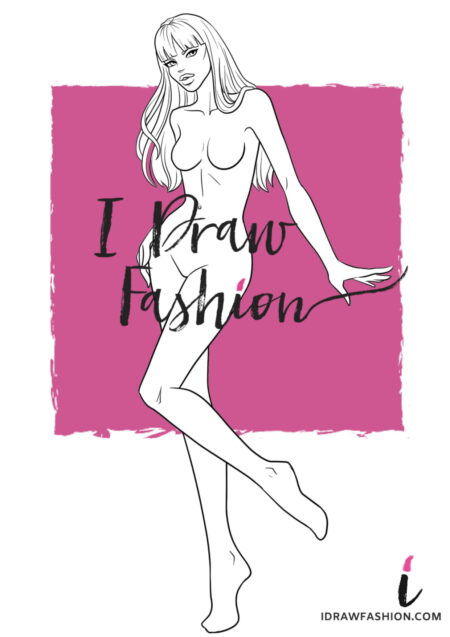 Woman Fashion Template - 9 heads figure croqui front view