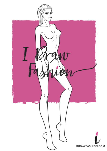 Woman Fashion Template - 9 heads figure croqui front view