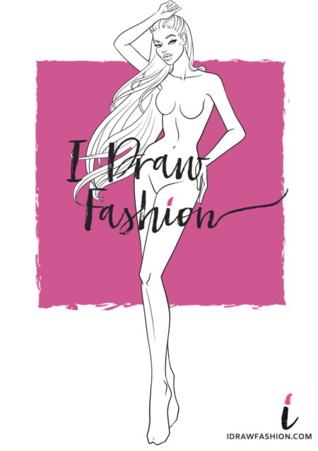 Woman Fashion Template - 9 heads figure croqui front view