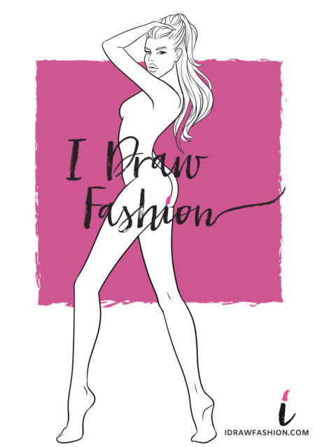 Woman Fashion Template - 9 heads figure croqui front view