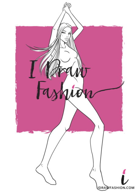Woman Fashion Template - 9 heads figure croqui front view