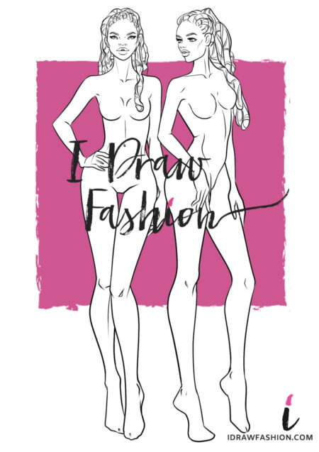 Front and Back view Fashion Template - women croqui