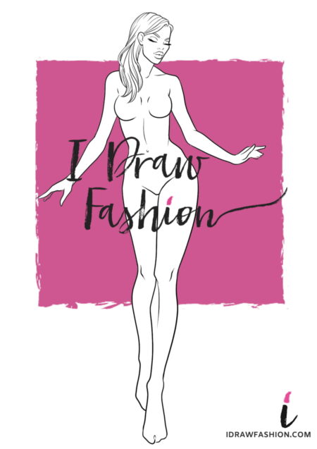 Woman Fashion Template - 9 heads figure croqui front view