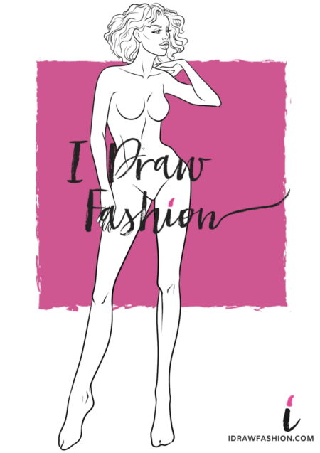 Woman Fashion Template - 9 heads figure croqui front view