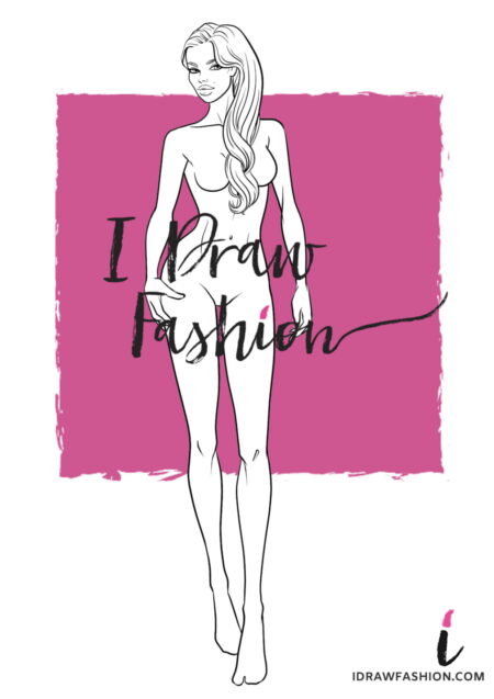 Woman Fashion Template - 9 heads figure croqui front view