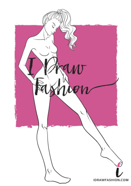 Woman Fashion Template - 9 heads figure croqui front view