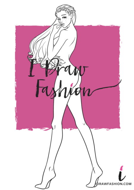 Woman Fashion Template - 9 heads figure croqui front view back view pose