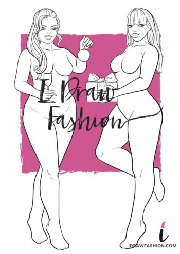 Plus Size Fashion Template - women croqui group - front and back view