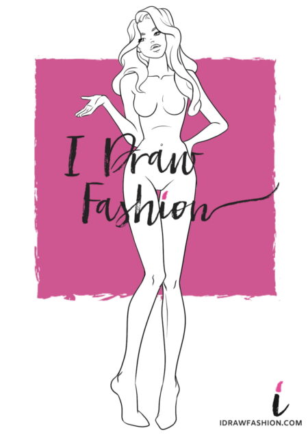 Woman Fashion Template - 9 heads figure croqui front view