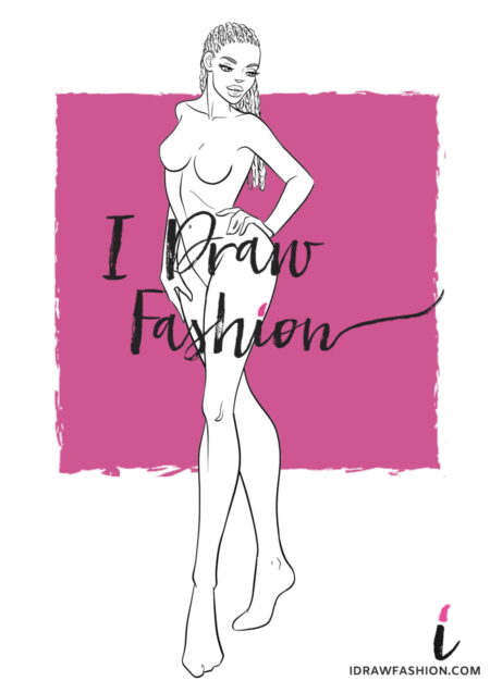 Woman Fashion Template - 9 heads figure croqui front view