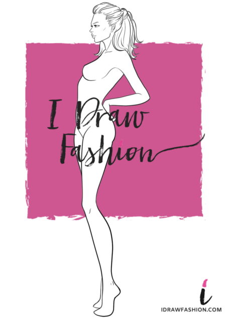 Woman Fashion Template - 9 heads figure croqui side view